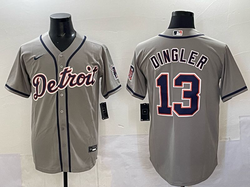 Men 2025 Detroit Tigers #13 Dingler Grey Nike MLB Jersey 01->detroit tigers->MLB Jersey